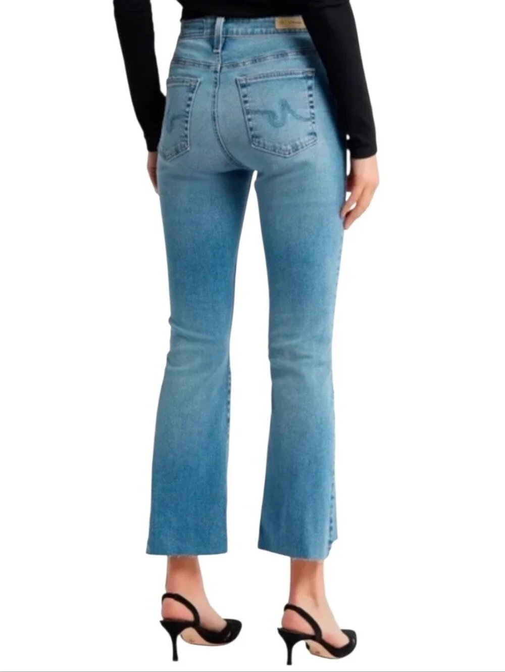 AG Adriano Goldschmied Farrah High Rise Boot Crop Distressed Jean Step Hem 26